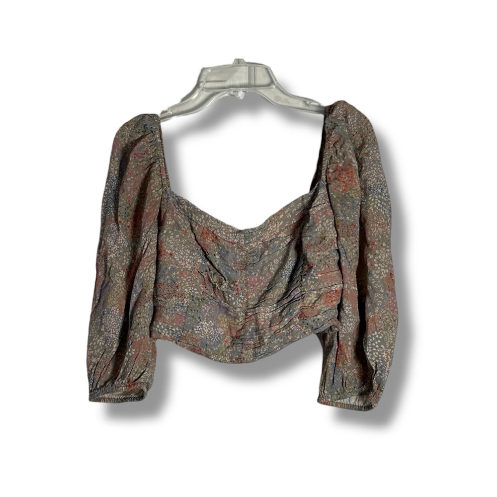 Aritzia Wilfred Floral Cropped Balloon Sleeve Boho Blouse Size Small - “Dinara”